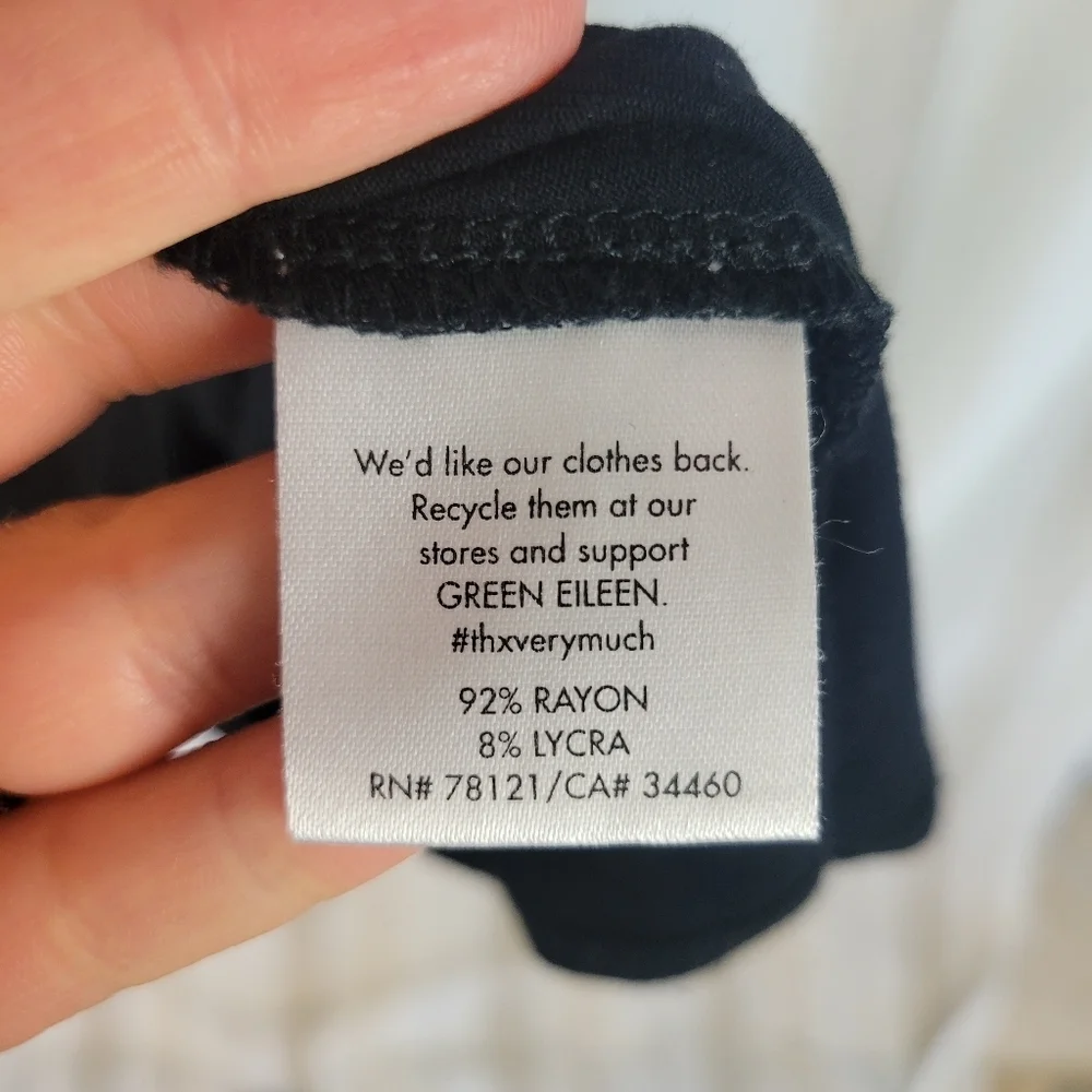 Eileen Fisher Soft Stretch‎ Jersey Knit Little Black Dress Size Medium - Picture 4 of 9